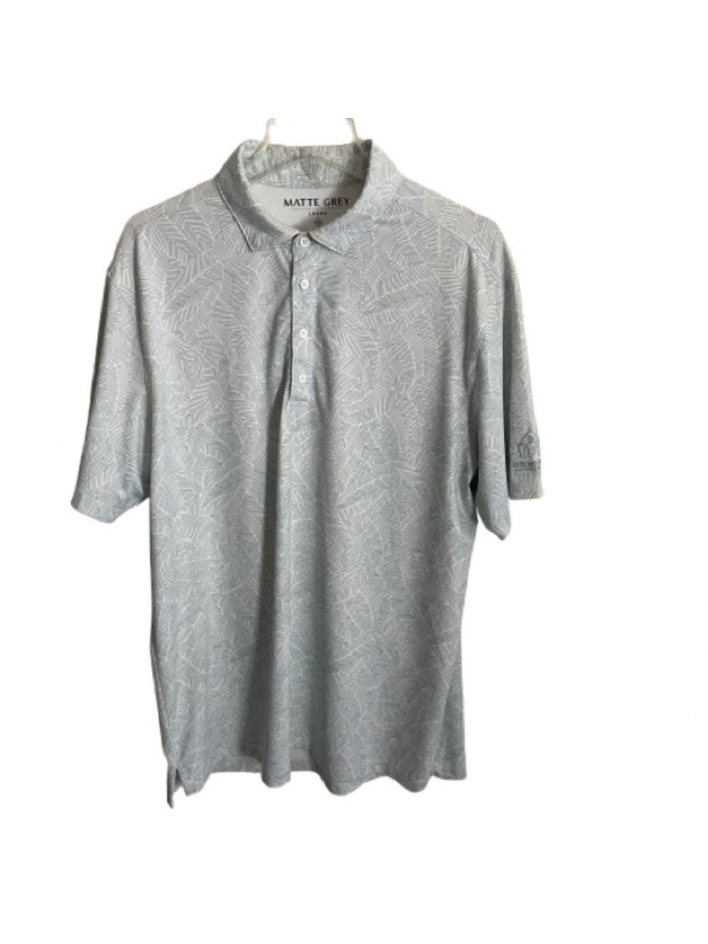 Men’s Haus Of Grey White With Olive Green Pattern Golf Polo Size Large!